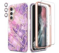 SHEDEER for Samsung A54 5G Case with Camera Protector + Screen Protector + Bumper, Samsung Galaxy A54 5G Case Glossy Shiny Stylish, Shockproof 360 Degree Protection Cases Samsung A54 5G 6.4'', Purple