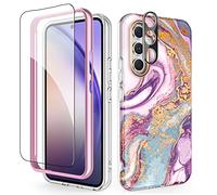 SHEDEER for Samsung A54 5G Case with Camera Protector + Screen Protector + Bumper, Samsung Galaxy A54 5G Case Glossy Shiny Stylish, Shockproof 360 Degree Protection Cases Samsung A54 5G 6.4'', Purple