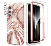SHEDEER 4-in-1 Samsung A54 5G Case with Screen Protector + Bumper & Camera Protector | Military-Grade Shockproof 360° Protection, Samsung Galaxy A54 Case Glossy Fade-Resistant Design (Rosegold)