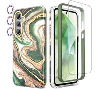SHEDEER for Samsung A55 5G Case with Camera Protector + Screen Protector + Bumper, Samsung Galaxy A55 Case Glossy Stylish, TPU Shockproof 360 Degree Protection Phone Cases A55 5G 6.6'' Green