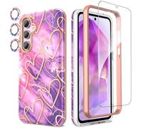 SHEDEER for Samsung A55 5G Case with Camera Protector + Screen Protector + Bumper, Samsung Galaxy A55 Case Glossy Stylish, TPU Shockproof 360 Degree Protection Phone Cases A55 5G 6.6'' Purple