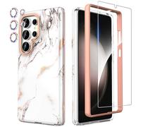 SHEDEER for Samsung S25 Ultra Case with Camera Protector + Screen Protector + Bumper, Samsung Galaxy S25 Ultra Case Stylish Glossy Shiny, Shockproof 360 Degree Protection S25 Ultra Case 6.8'' Marble