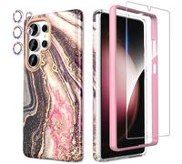 SHEDEER for Samsung S25 Ultra Case with Camera Protector + Screen Protector + Bumper, Samsung Galaxy S25 Ultra Case Stylish Glossy Shiny, Shockproof 360 Degree Protection S25 Ultra Case 6.8'' Black
