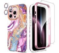 SHEDEER for iPhone 16 Pro Case with Screen Protector + Bumper & Camera Protector, TPU Shockproof 360° Protection, 16 Pro Cases Glossy Fade-Resistant Pattern Phone Case 16 Pro, Purple