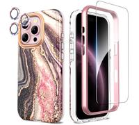 SHEDEER for iPhone 16 Pro Case with Screen Protector + Bumper & Camera Protector, TPU Shockproof 360° Protection, 16 Pro Cases Glossy Fade-Resistant Pattern Phone Case 16 Pro, Black