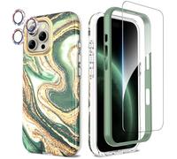 SHEDEER for iPhone 16 Pro Max Case with Screen Protector + Bumper & Camera Protector, TPU Shockproof 360° Protection, 16 Pro Max Cases Glossy Fade-Resistant Pattern Phone Case 16 Pro Max, Green