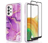 SHEDEER for Samsung A33 5G Case with Screen Protector, Samsung Galaxy A33 5G Case Ultra-Slim Shockproof Protection, Glossy Fade-Resistant Pattern Phone Cases A33 5G, Purple
