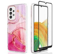 SHEDEER for Samsung A33 5G Case with Screen Protector, Samsung Galaxy A33 5G Case Ultra-Slim Shockproof Protection, Glossy Fade-Resistant Pattern Phone Cases A33 5G, Pink
