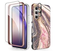 SHEDEER for Samsung A54 5G Case with Screen Protector + Bumper & Camera Protector, TPU Shockproof 360° Protection, Galaxy A54 5G Case Glossy Fade-Resistant Pattern Phone Case A54 5G,Black