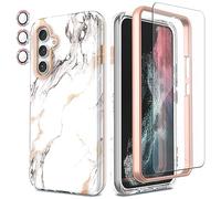 SHEDEER for Samsung A54 5G Case with Screen Protector + Bumper & Camera Protector, TPU Shockproof 360° Protection, Galaxy A54 5G Case Glossy Fade-Resistant Pattern Phone Case A54 5G,Marble