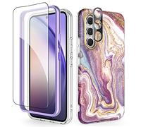 SHEDEER for Samsung A54 5G Case with Screen Protector + Bumper & Camera Protector, TPU Shockproof 360° Protection, Galaxy A54 5G Case Glossy Fade-Resistant Pattern Phone Case A54 5G,Purple