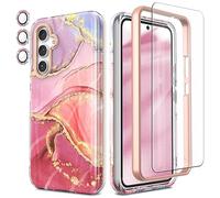 SHEDEER for Samsung A54 5G Case with Screen Protector + Bumper & Camera Protector, TPU Shockproof 360° Protection, Galaxy A54 5G Case Glossy Fade-Resistant Pattern Phone Case A54 5G,Pink