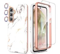 SHEDEER for Samsung A55 5G Case with Screen Protector + Bumper & Camera Protector, TPU Shockproof 360° Protection, Galaxy A55 5G Case Glossy Fade-Resistant Pattern Phone Case A55 5G, Marble