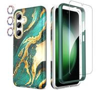 SHEDEER for Samsung S24 Case with Camera Protector + Screen Protector + Bumper, Samsung Galaxy S24 Case Glossy Shiny Stylish, TPU Shockproof 360 Degree Protection Cases Cover Samsung S24 6.2'' Green