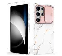 SHEDEER for Samsung S25 Ultra Case with Slide Camera Cover + Screen Protector, Samsung Galaxy S25 Ultra Case Glossy Shiny Stylish, Slim Fit Lightweight Phone Cases Samsung S25 Ultra 6.8'' Marble