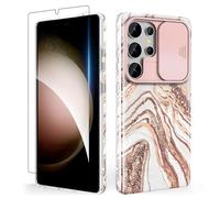 SHEDEER for Samsung S25 Ultra Case with Slide Camera Cover + Screen Protector, Samsung Galaxy S25 Ultra Case Glossy Shiny Stylish, Slim Fit Lightweight Phone Cases Samsung S25 Ultra 6.8'' Rosegold