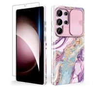 SHEDEER for Samsung S25 Ultra Case with Slide Camera Cover + Screen Protector, Samsung Galaxy S25 Ultra Case Glossy Shiny Stylish, Slim Fit Lightweight Phone Cases Samsung S25 Ultra 6.8'' Purple
