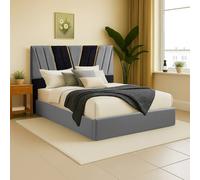 SHEDS AND FENCE LTD Plush Sleigh Bed | Otis Headboard, Storage & Mattress in Grey | Size: Super King SHEDS AND FENCE LTD Grey Super King