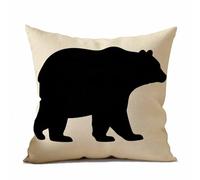 SheEasy Black Walking Bear Linen Throw Pillow Covers 20 x 20 Inch Wildlife Decorative Cushion for Couch & Bedroom Gift for Men Dad Animal Lover