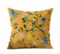 SheEasy Hummingbird Paradise Square Decorative Throw Pillow Covers Tropical Decorative Cushion Cases for Couch, Bed, Sofa & Car 20x20 Inch Yellow