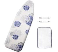 SheeChung 14x42 Inch Over-The-Door Ironing Board Cover and Pad,Cotton Cover with Extra Thick Pad,Resists Scorching and Staining,Fits Door/Standard Ironing Board,Silicone Coating,Dahlia
