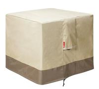 SheeChung Fire Pit Cover Square 28" L x 28" W x 25" H Waterproof 600D Heavy Duty Patio Fire Pit Table Cover Fits 24-28 Inch Firepit Bowl Outdoor Cover Beige