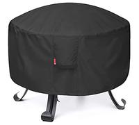 SheeChung Round Gas Fire Pit Cover-Fits 27”-30“ Solo Stove Yukon,Waterproof 600D Heavy Duty Outdoor Fire Bowl Cover,Weather Resistant Smokeless Fire Pit Cover for Backyard Porch Deck Camping-30"Dx12"H