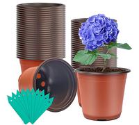 SHEEFLY 100 Pack Plant Nursery Pots 4 inch Plastic Plant Pots, Soft Durable Reusable Seed Starting Pots for Succulents Plants Vegetables Fruits Seedlings Cuttings Transplanting with 100 Plant Labels