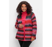 Sheego Knitted Stripe Cardigan Poppy Red