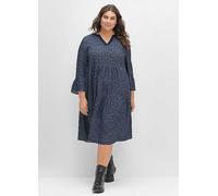 Sheego Tiered Print Dress Midnight Blue