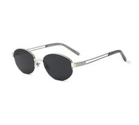 SHEEN KELLY Retro Oval Sunglasses for Men and Women Trendy Fashion Designer Metal Half Frame Color Block Eyewear