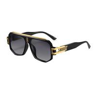 SHEEN KELLY Retro Polarized Pilot Square Sunglasses For Men Fashion Flat Top Oversized Metal Frame Eyewear