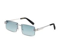 SHEEN KELLY Retro Rimless Sunglasses For Men Women Rectangle Ultra-Small Frame Sunglasses See Through Lens Eyewear