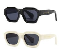 SHEEN KELLY Retro Thick Hexagon Rectangle Sunglasses For Women Men Trendy Classic Square Orange Fashion 90s Glasses