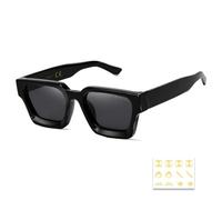 SHEEN KELLY Retro Thick Rectangle Chunky Sunglasses Women Men Trendy Square Black Shades Tortie Frame Fashion 90s Glasses
