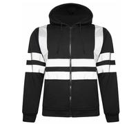 SHEEN Mens Hi Vis Zipped Hoodie | Reflective Safety Workwear Jacket | High Visibility Work Top with Pockets for Phone & ID | Durable Work Hoodie (Sizes S5XL) (Black, 3XL)