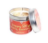 Sheenashona 50th Gold Wedding Anniversary Candle Tin Personalised SOYA Wax Handmade in Scotland Citrus Orange & Chilli Pepper Scent