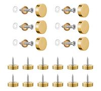 SHEENO 20Pcs 14mm Mirror Screws, Brushed Stainless Steel Mirror Nails with Decorative Cap Covers for Tables, Bath Plates, Wardrobes, Glass Signs (Golden)