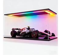 Sheenory Clear Acrylic Display Case with RGB LED Lights,Dustproof Showcase Organizer Box for 1/8,1/12, 1/18 Scale Model Cars Lego Technic F1,42141,42171 Collectibles( 27.6x11.8x7.9inch/70x30x20 cm)