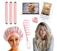 SheEO 6 Piece heatless Hair Curler Set, 3 heatless Curling rods, 1 Silk Bonnet, 1 Hair Clips, Wide Tooth Comb. Includes tutorials from Leading Stylist to Create Overnight Curls with Velvet Rollers