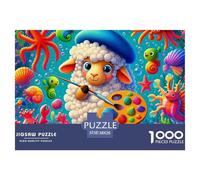 Sheep 1000 Pieces Premium Jigsaw Animal Age 12+ Quirky, Abstract Design, Fun Details, Educational, Challenging 38x26cm/1000pcs