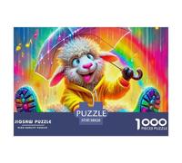 Sheep 1000 Pieces Premium Jigsaw Animal Age 12+ Quirky, Abstract Design, Home Decoration, Educational, Challenging Puzzle Games 38x26cm/1000pcs