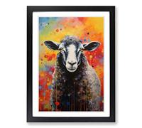 Sheep Abstract No.3 Framed Print | A2 Black Framed Wall Art | Ready to Hang | Abstract Animal Picture | Living Room Bedroom Lounge Office