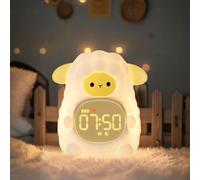 Sheep Alarm Clock with Night Light for Kids with Sleep Training and Sound Machine, Rechargeable Silicone Lamp OK to Wake Clock，Cute Animal Tabletop Lamp, Perfect Sleep Companion for Boys Girls
