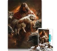 Sheep And Jesus 1000 Piece Jigsaw Puzzle for Adults And Teenagers,Fun Games Every Piece Is Unique - Challenging Family Fun Game (75x50cm)