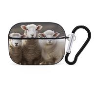Sheep and Lambs AirPods Pro 2 Case Cover, Shockproof Hard Shell Protective Case for Women Men, Compatible with Airpod Pro Case 2nd/1st Generation with Keychain-Black