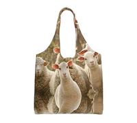 Sheep and Lambs Print Canvas Tote Bags for Women Reusable Grocery Bag Large Gym Canvas Cloth Pouchportable Shopping Handbag