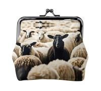 Sheep and Lambs Print Coin Purse Cell Phone Pouch Clasp Wallet Handbags Buckle Kiss Lock Key Women Bag