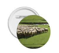 Sheep and Lambs -Print Custom Round Enamel Pin - Alloy Metal Lapel Badge For Jacket, Bag, Gift Idea.