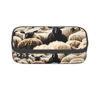 Sheep and Lambs Print Fashionable Functional Pencil Case Convenient Daily Use Storage Makeup Toiletries